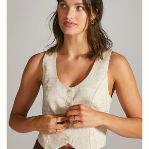 Anthropologie Sunday in Brooklyn Beige Button Vest xs